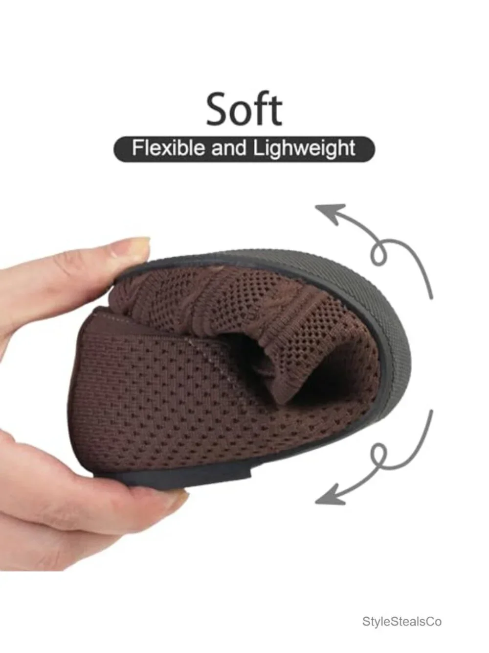 Wide Width Ballet Flats Washable Knit Slip-On Memory Foam Shoes